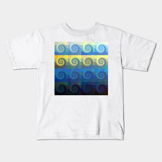 Abstract tiles and waves pattern Kids T-Shirt by WesternExposure